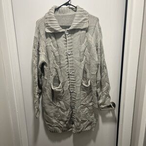 Cozy Gray Soft Cable Knit Cardigan